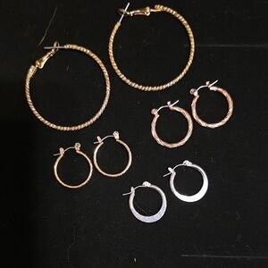 Elegant Gold and Silver Hoop Earrings Set